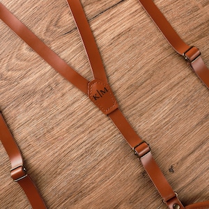 Brown Leather Suspenders Groomsmen suspenders Wedding Suspenders Best Men Gift Groomsmen Gift Suspenders Personalized Groomsman Gift image 7