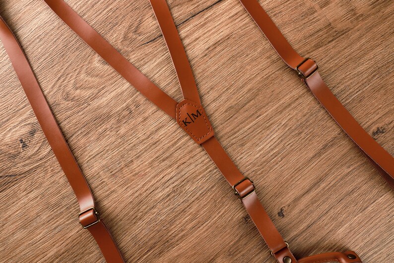 Genuine Leather Suspenders Men Brown Suspenders Wedding Etsy