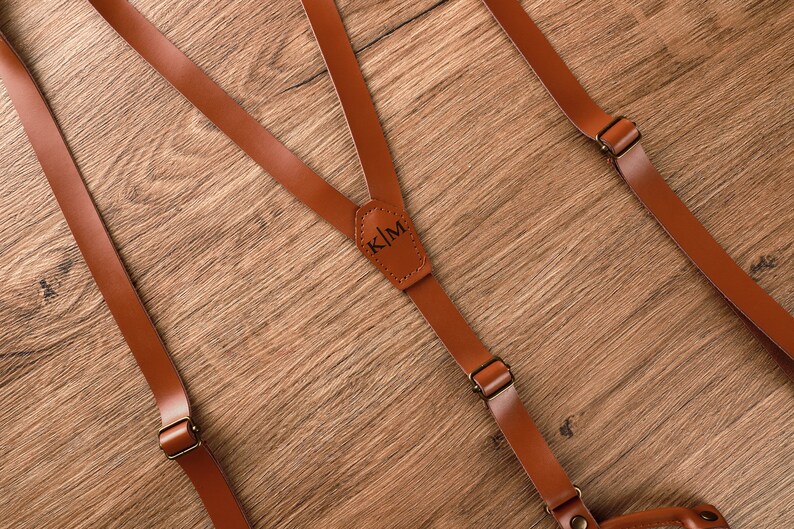 Brown Leather Suspenders Groomsmen suspenders Wedding Suspenders Best Men Gift Groomsmen Gift Suspenders Personalized Groomsman Gift image 7