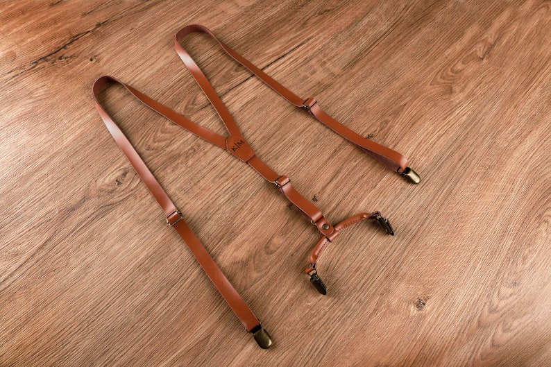 Brown Leather Suspenders Groomsmen suspenders Wedding Suspenders Best Men Gift Groomsmen Gift Suspenders Personalized Groomsman Gift image 6