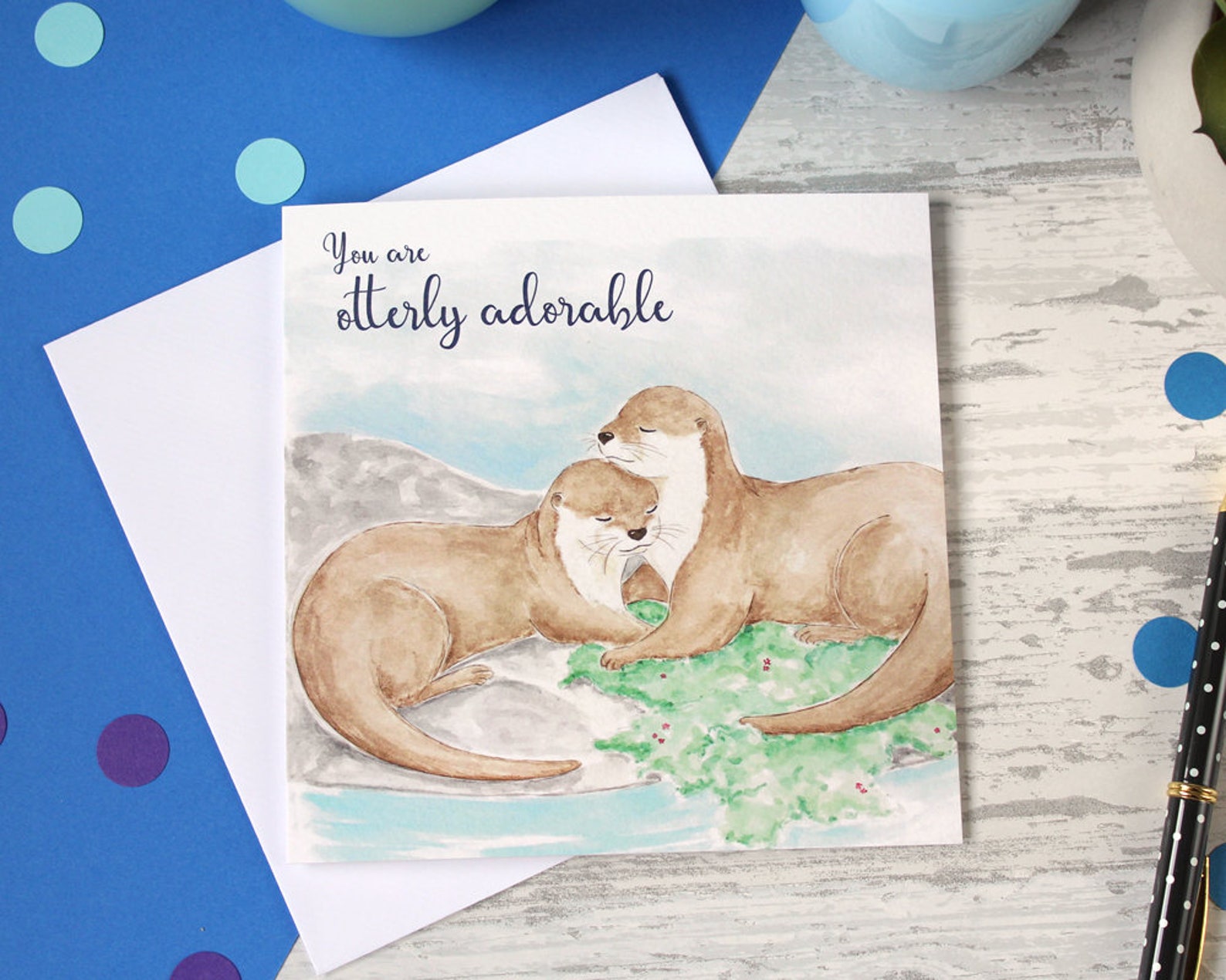 Otter card otterly adorable cute animal card valentines Etsy