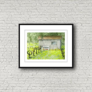 California Wine Country Art Vineyard Winery Wedding Wine Lover Digital Download Watercolor Wall Art Instant Printable Cottage