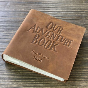 Libro de aventuras personalizado, álbum de fotos personalizado, álbum de recortes de cuero, libro de aventuras, regalo para él y para ella, regalo de aniversario.