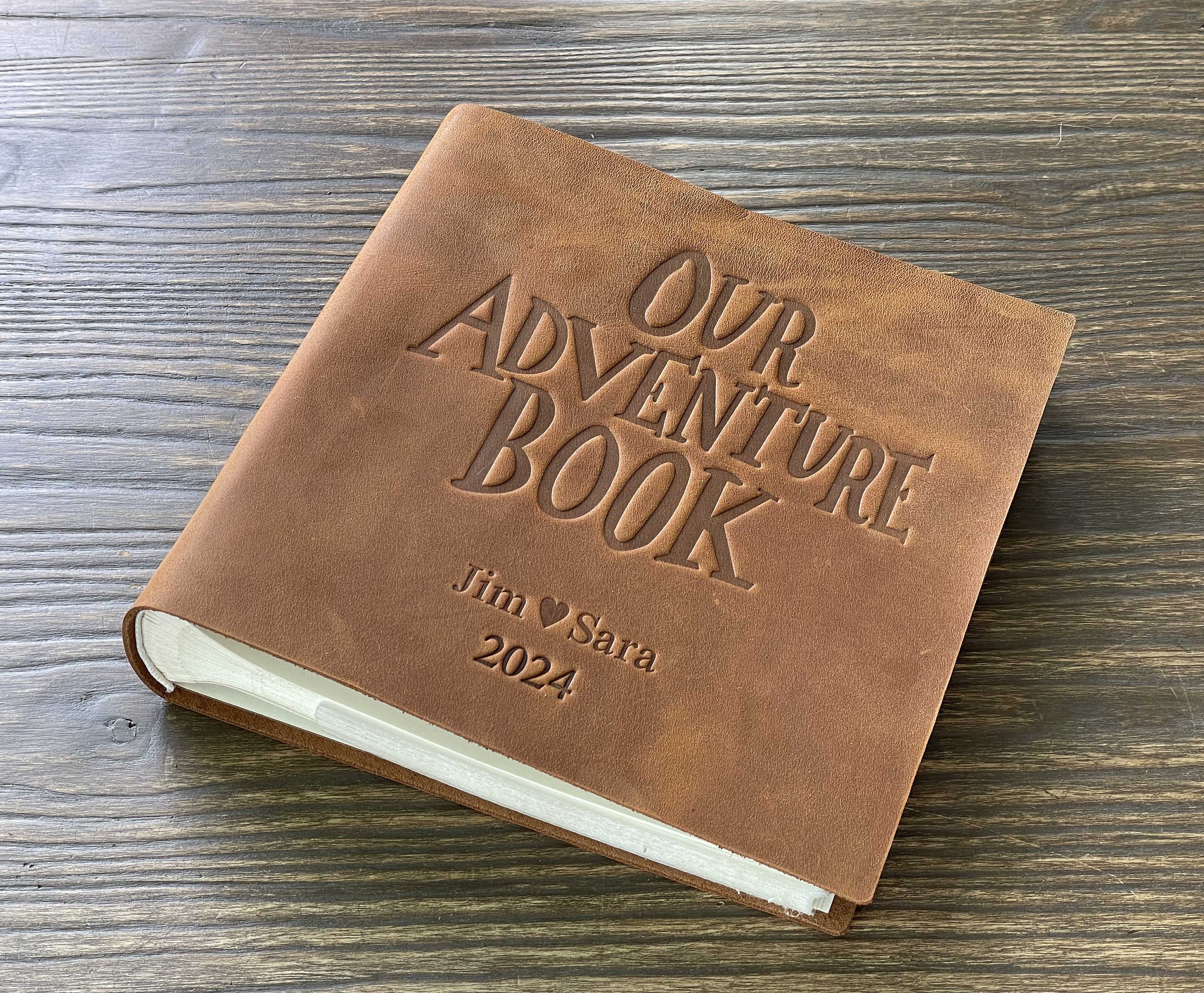 Our Adventure Book, Leather Cover with Convex Words, 11.6 x 7.5