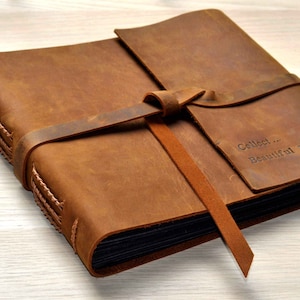 Álbum de fotos, álbum de fotos de cuero rústico, páginas de estilo de álbum de recortes, álbum de recortes de cuero genuino, regalos para él
