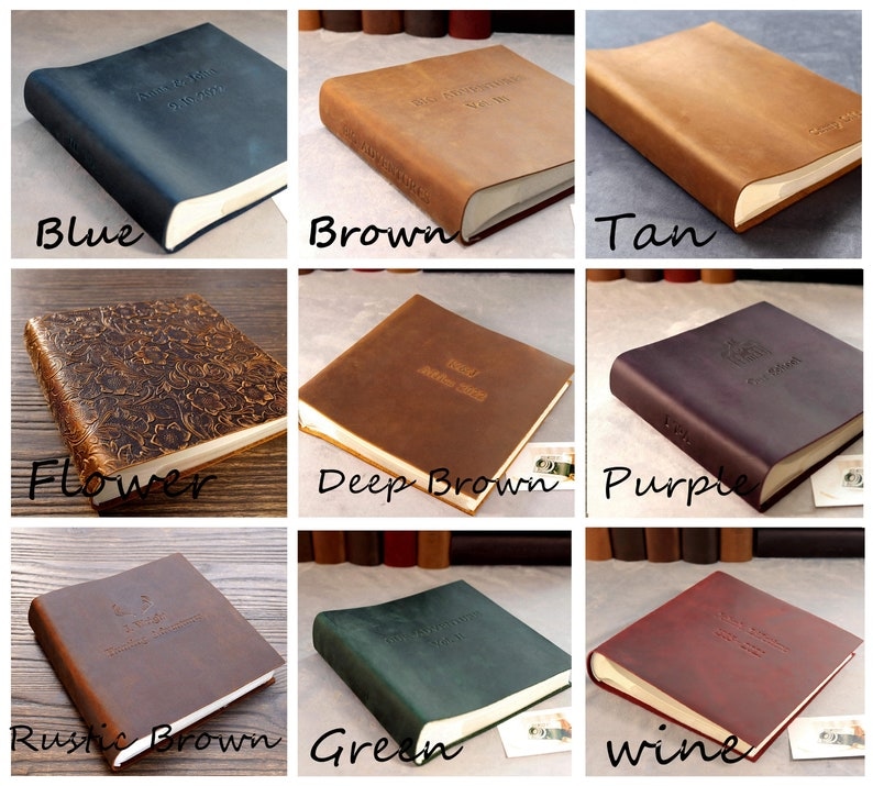 Personalized Leather 4x6 Photo Album with Pockets Anniversary Gift for Him and Her image 5