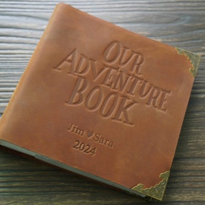 Personalizado nuestro libro de aventuras, álbum de fotos personalizado, álbum de recortes de cuero, libro de aventuras, regalo para él y ella, regalo de aniversario