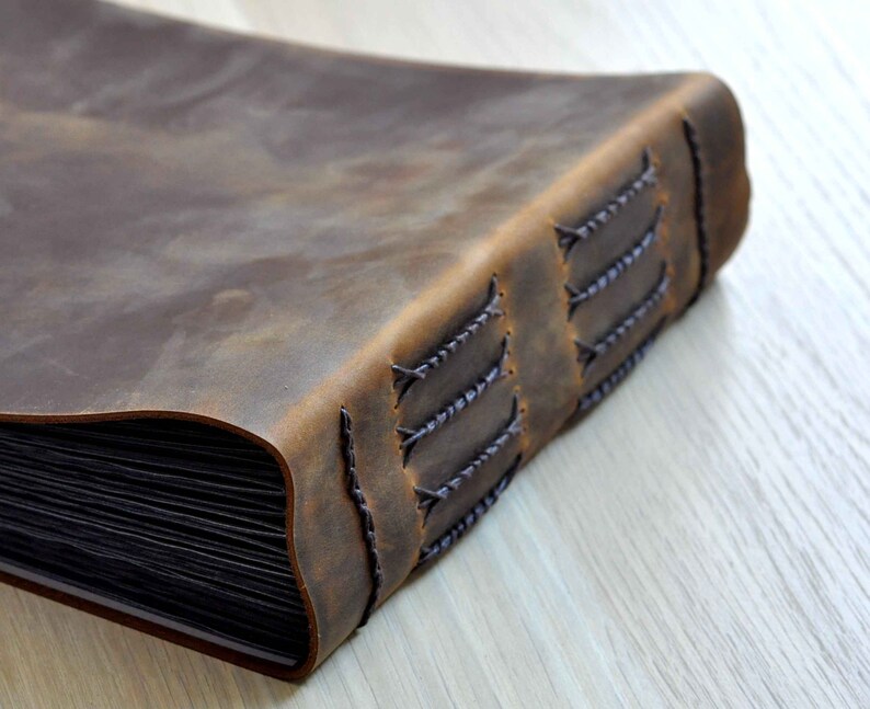 Rustic Leather Guestbook Retro Leather Photo Album Etsy