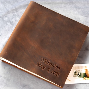 Photo Album with Sleeves for 200 4x6 ,Scrapbook Album, Vintage Leather Photo Album