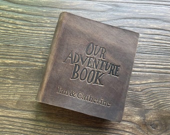 Notre livre d'aventures personnalisé, album photo personnalisé, album de scrapbooking en cuir, livre d'aventures, cadeau pour elle et lui, cadeau d'anniversaire