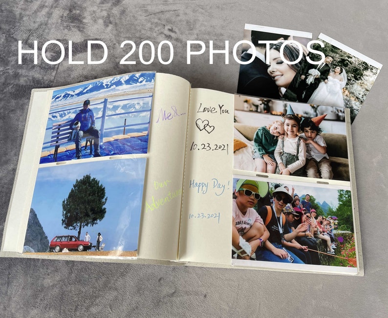 Gepersonaliseerd lederen 4x6 fotoalbum met pockets jubileumcadeau voor hem en haar afbeelding 8