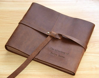 Vintage Leather Photography Books, Leather Photo Album,  Leather Guest Book. For Anniversary, For Wedding