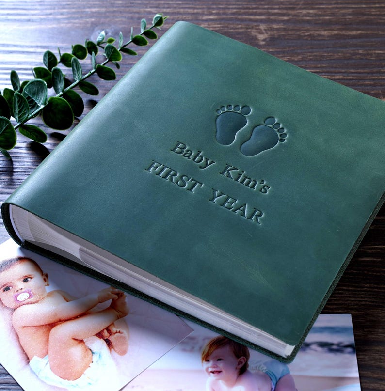 Personalized Baby Photo Album, Custom Leather Baby Album, Baby's First ...