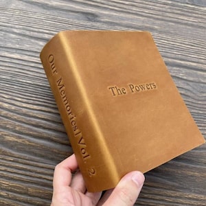 Personalized Leather  4x6 Photo Album with Pockets Anniversary Gift for Him and Her