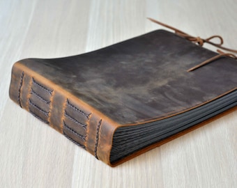 Rustic leather Guestbook, Retro Leather Photo Album, Collection your old Photos ,Christmas Gifts to him