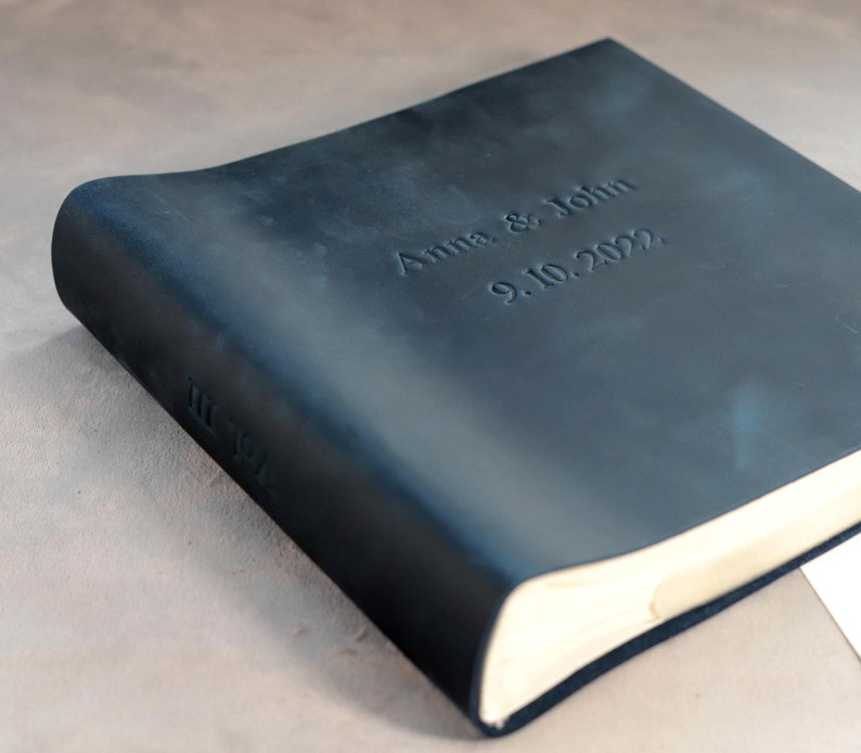 Personalized Leather 4x6 Photo Album with Pockets Photo album Anniversary Gift for Him and Her