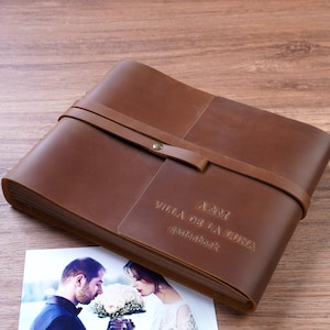 Personalized Scrapbook Album,Wedding Guest Book,Custom Leather Journal, Anniversary Gift for Him and Her