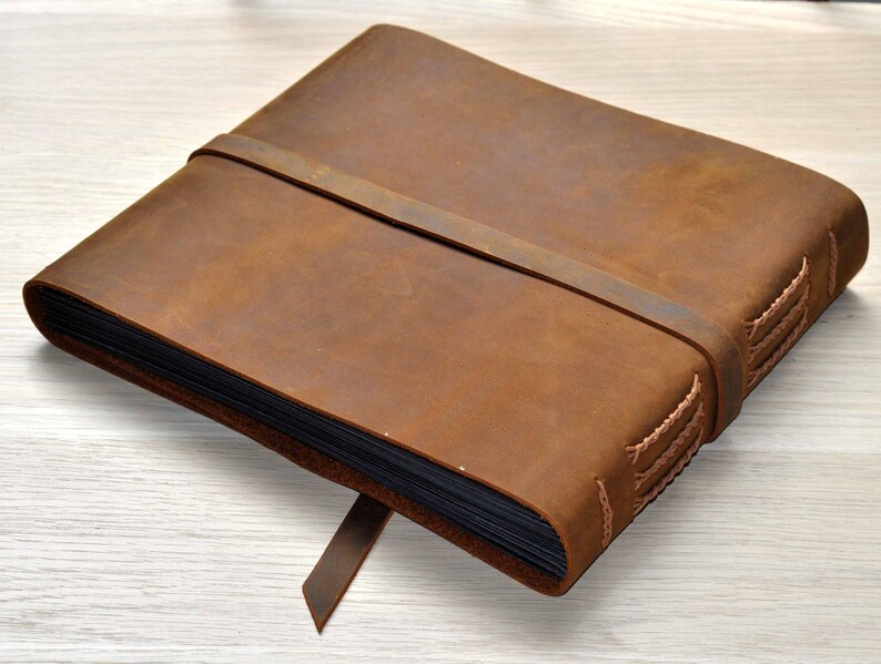 Album Photo En Cuir Recyclé Artisanal Italien Format A5 (16x21 Cm) Brun Clair - 80 Photos 10x15, Coffret Cadeau