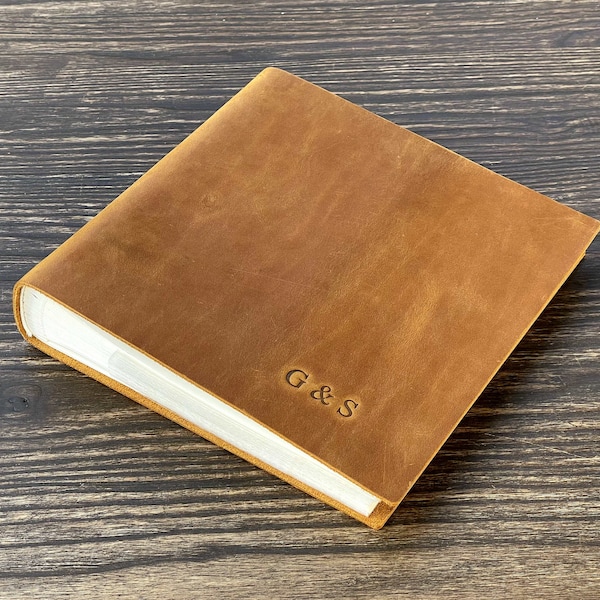 Personalized Leather Photo Album with Pockets,Album for 100/200/300 Photos