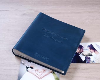 Álbum de fotos de cuero personalizado, álbum de recortes familiar, diario de cuero vintage