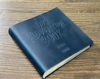 Gepersonaliseerd ons avonturenboek, aangepast fotoalbum, lederen plakboek, avonturenboek, cadeau voor hem en haar jubileumcadeau