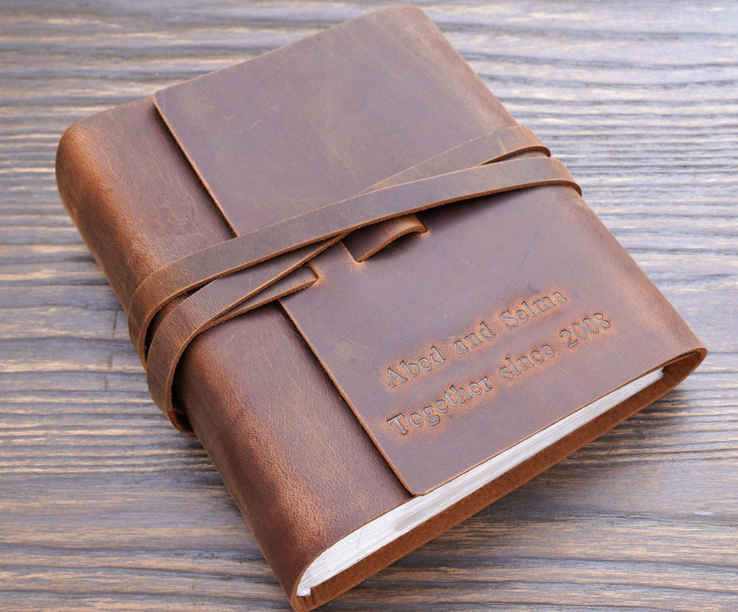 Personalized Leather Bound Album 4x6 for 100/200/300 Photos Etsy