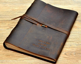 Rustic Leather Photo Album for Collect Precious photos, Wedding Album&Guest Book, Anniversary gifts, Birthday gifts