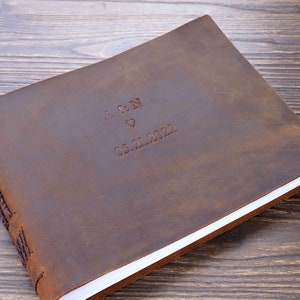 Vintage Photo Album Leather Scrapbook Memory Book Anniversary Gift