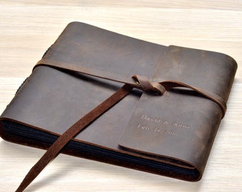 Personalized  Leather Photo Album Scrapbook leather bound Album