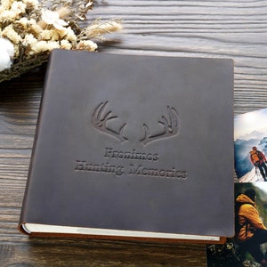 Album fotografico in pelle personalizzato, album di caccia, album di pesca, libro dei ricordi, libro di avventure, regalo per lui e per lei