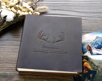 Personalized Leather Photo Album Hunting Album Fishing Album Memory Book Adventure Book Gift for Him and Her