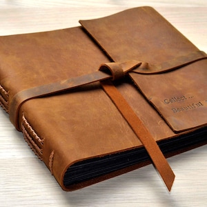 Personalized Leather Photo Album Scrapbook Gift for Her and Him Anniversary Gift