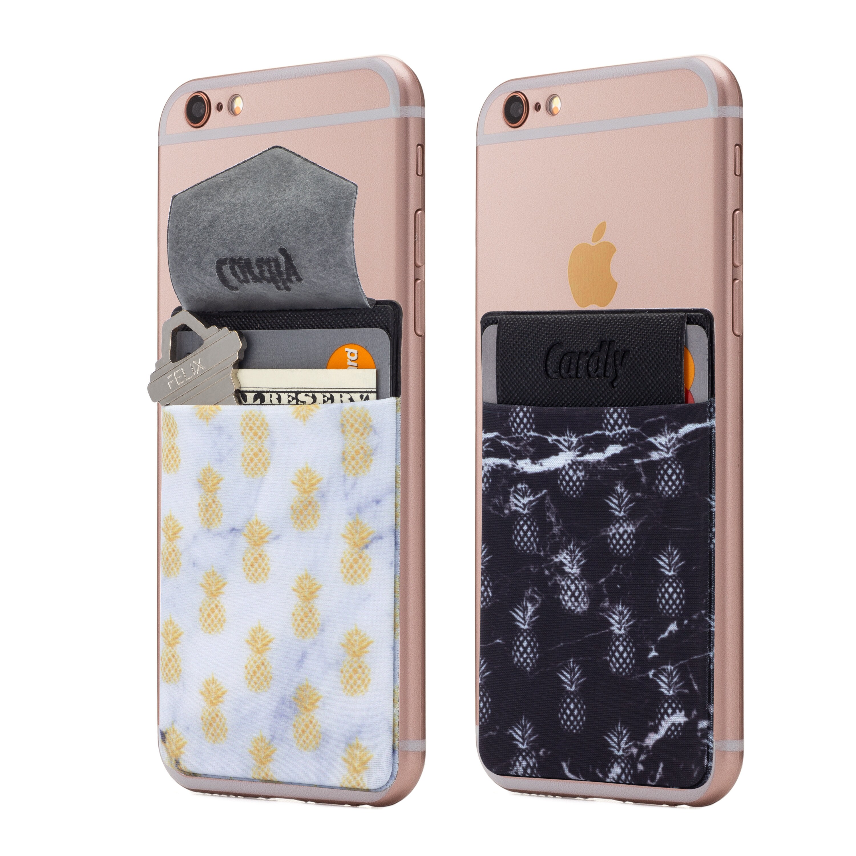 Two Secure Cell Phone Stick on Wallet Card Holder Phone Pocket for Iphone, Android and All