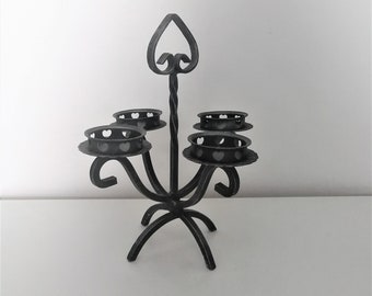 Vintage Cast Iron 4 Arms Candelabra home decor, Vintage Black Iron Metal Candle Holder