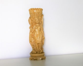 Vintage Hand crafted ivory resin vase Antique Resin Naked Lady Vase