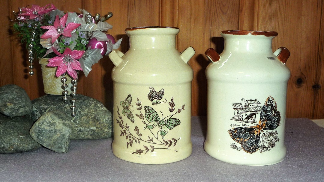 Vintage Pair Ceramic Milk Can Milk Container Made in Taiwan Etsy
