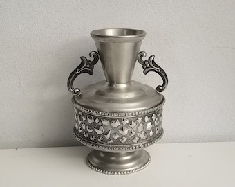 Noorse Savo Tinnen Amfora Vorm Twee Handvatten Vaas Noorwegen Tinn Viking Kunst Scandinavisch Design.