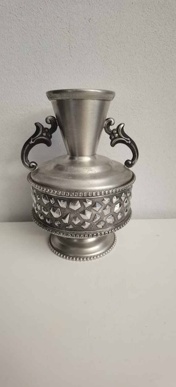 Norwegian Savo Pewter Amphora Shape Two Handles Vase Norway Tinn