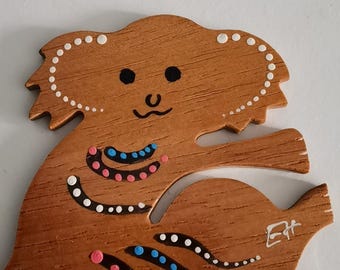 Vintage Wooden Ecco Enviro Smart Coasters Set NEW Australia Koala Shape With box