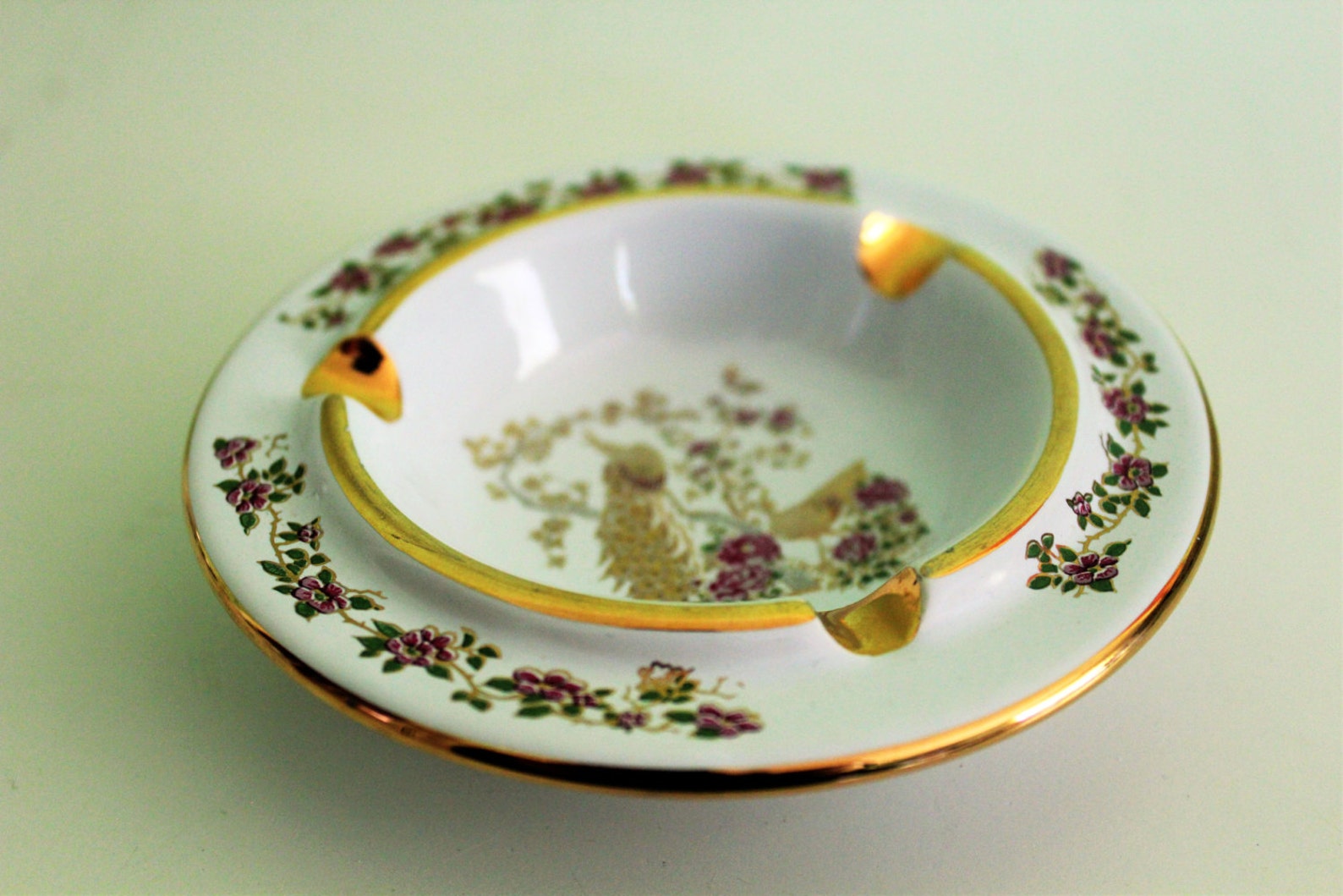 Ceramic Ashtray Greece Pottery 24K Gold Design Collectible Etsy