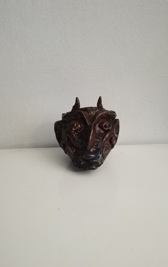 Vintage Ceramic Devil Ashtray Figurine Devil Face Pipe Demon Etsy