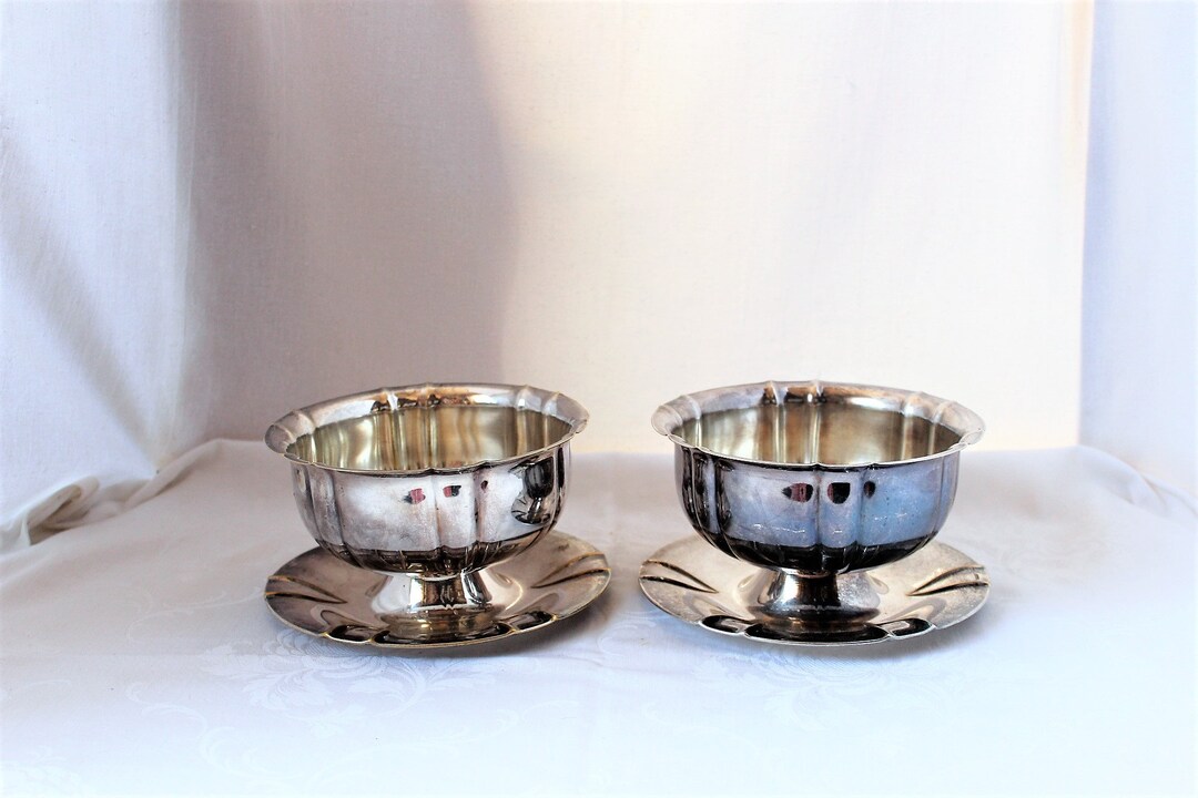 Pair Vintage Silver Plate Soup Bowl With Plate Gravy Bowl Etsy