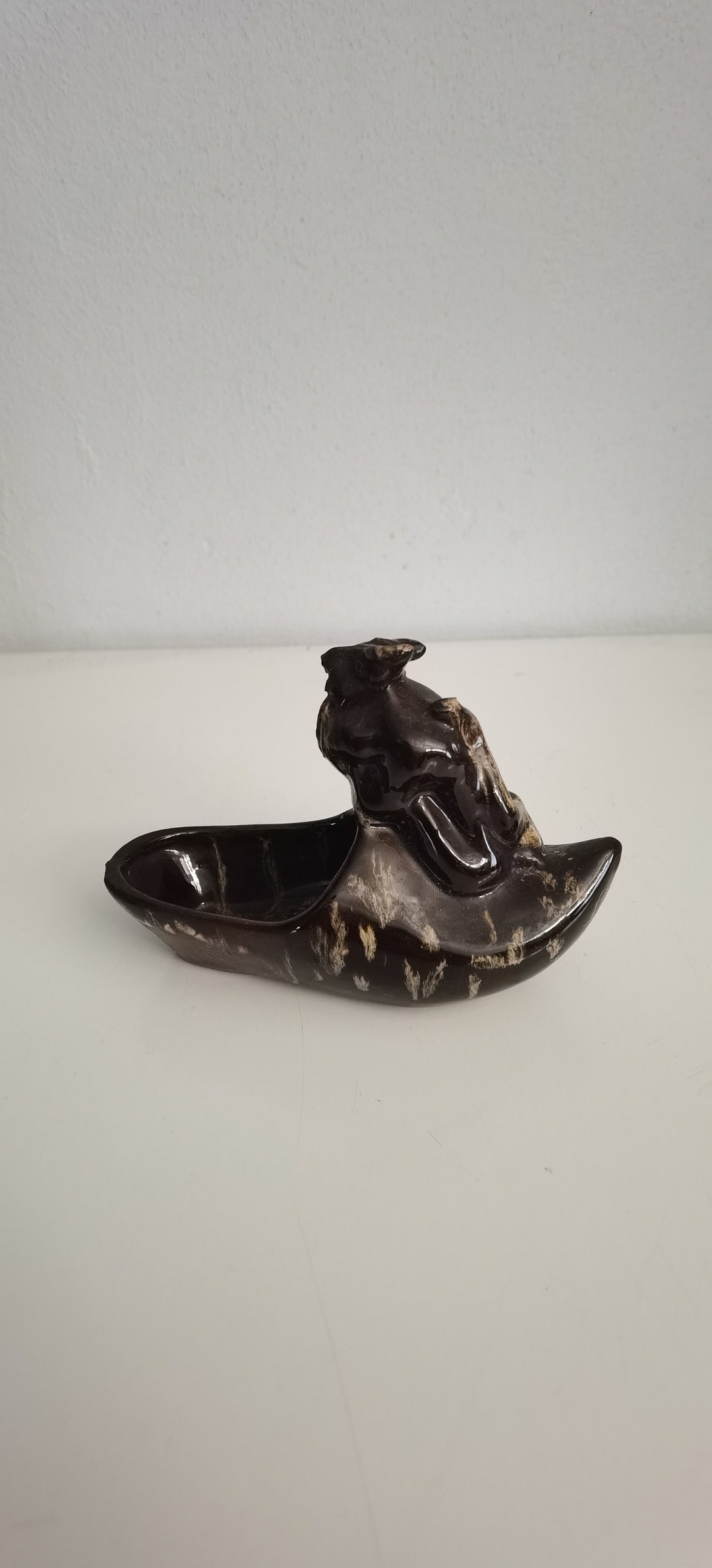 Vintage Ceramic Devil Ashtray , Figurine Devil Face Pipe Demon