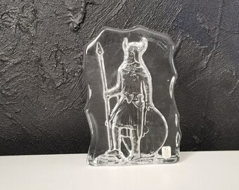 Vintage Swedish Paperweight, Sweden - Sweden Glass Viking Paper weight -viking paperweigth - Scandinavian Modern Mid Century Glass Art .