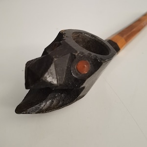 Vintage wooden devil pipe  , Wooden Hand Carved , Devil Face Pipe Demon Sculpture , Desk decor, Halloween gift , gift for smoker .