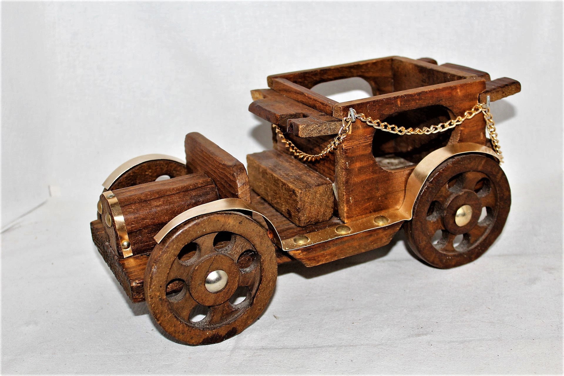 Vintage Carved Wood Old Car Bottle Holder Wooden Car Shape | Etsy