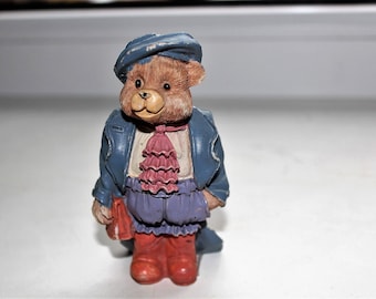 Vintage Teddy Bear Figurine, Bear Ceramic Figure, Small Bear Statue, Bear Collection