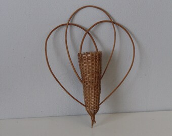 Vintage ussr Boho Wall Basket - Wicker Wall Pocket - Boho Wall Hanging - Plant Holder , Home decoration , Christmas gift ,simple gift