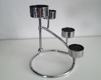 ヴィンテージの金属と大理石の 4 アーム キャンドルスタンド。 - Etsy 日本