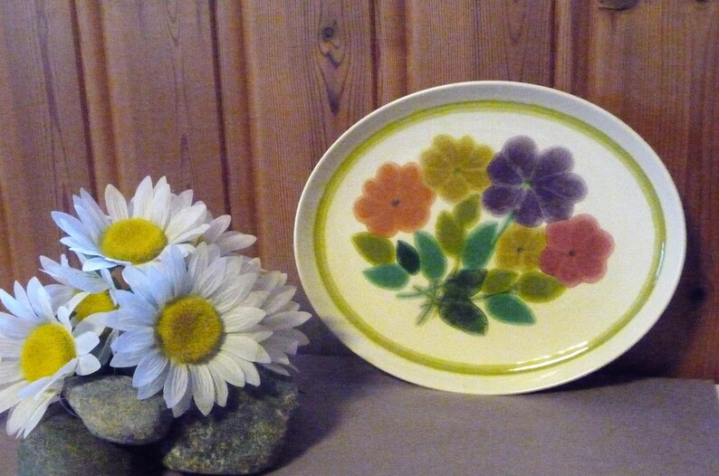 Floral Plate Farmhouse Kitchen English Serving Tray Vintage Franciscan Pottery England Ceramic Platter Retro Flowers